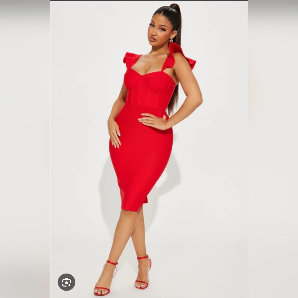 NWT Fashion Nova Vibrant Red Midi Dress